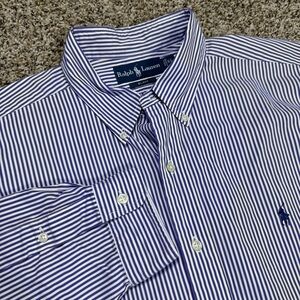 Vintage Polo Ralph Lauren Shirt Mens XL Blake Blue Striped Button Down Shirt